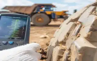 Handheld vibration analyser detecting early bearing and gear faults near a mining haul truck